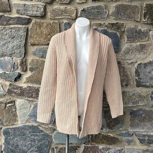 J. Crew Wool Knit Open Front Shawl Collar Cardigan Sweater in Tan Size Medium